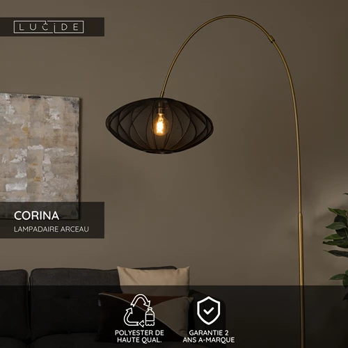 Lucide CORINA - Lampadaire arceau - 1xE27 - Noir - USP